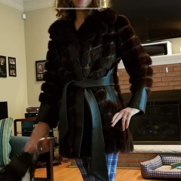 Jackets & Blazers - Janet Sloane Leather and fur coat